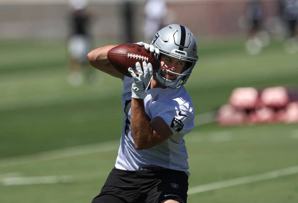 Raiders wide receiver Hunter Renfrow participates during practice at Raiders Headquarters and I ...