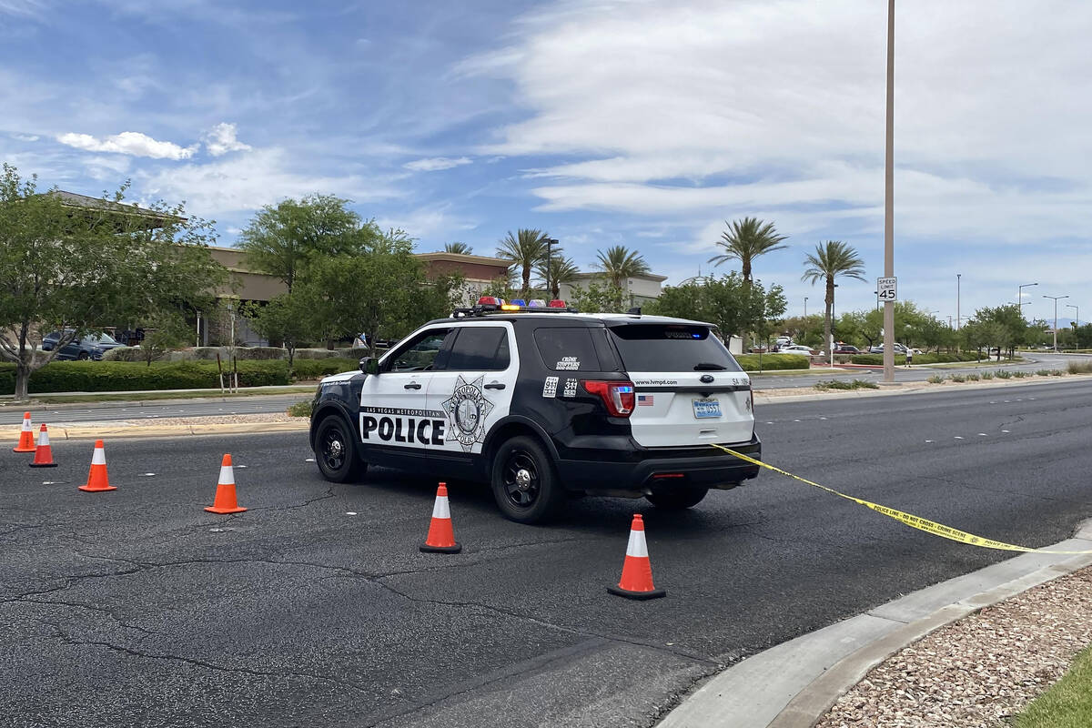 Las Vegas police investigate a fatal crash near the intersection of Town Center and Garden Mist ...
