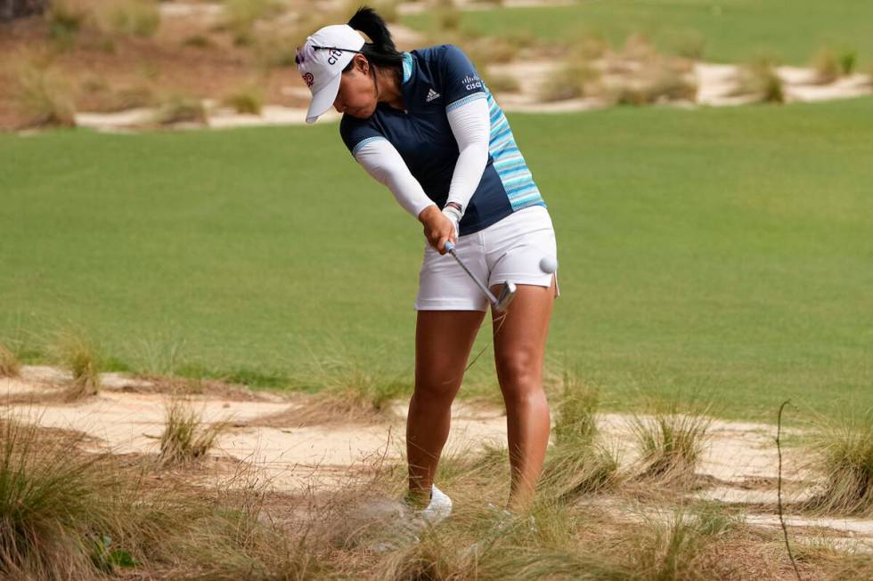 Danielle Kang hits from the waste area on the 17th hole during the second round of the U.S. Wom ...