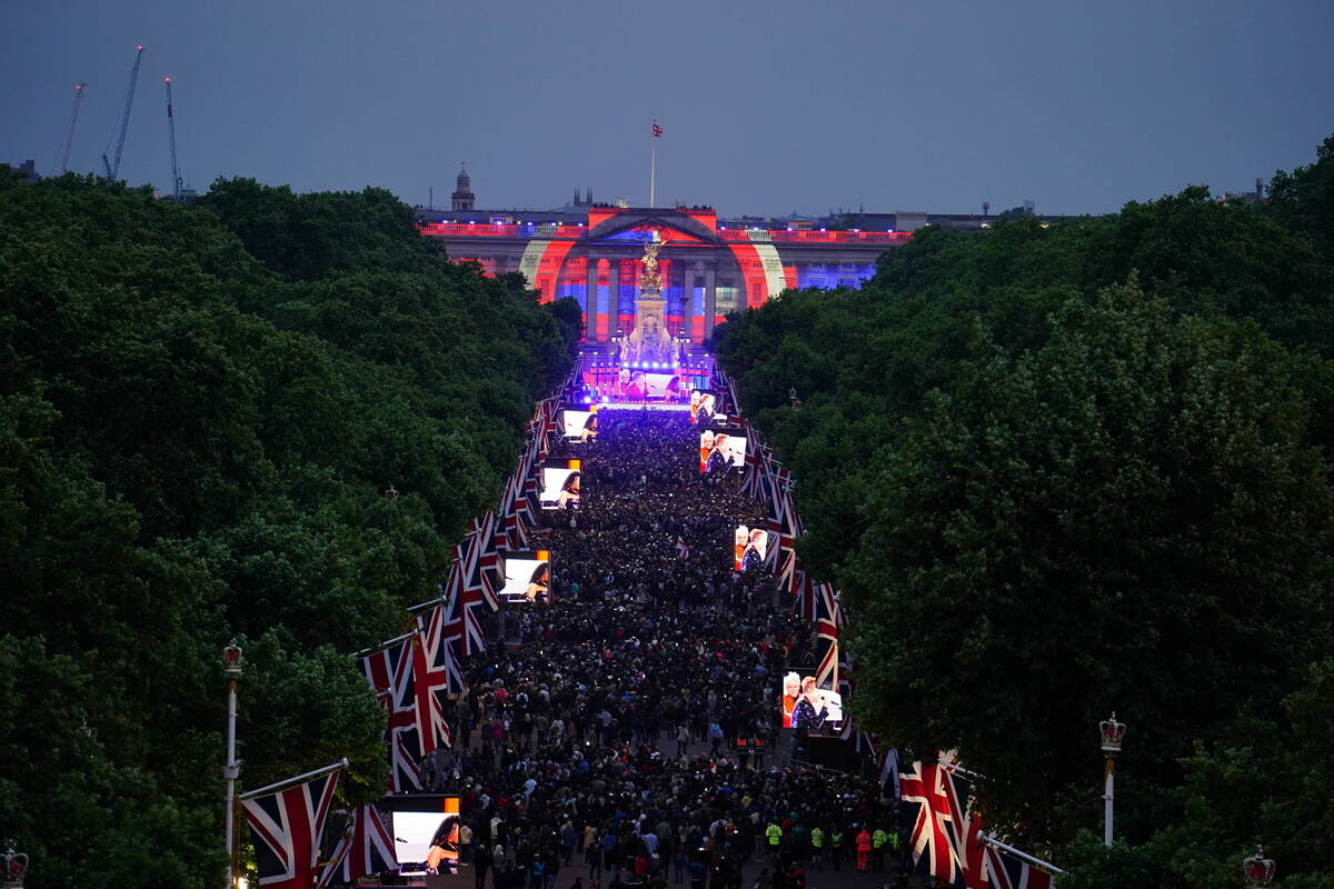 Duran Duran performs during the Platinum Jubilee concert taking place in front of Buckingham Pa ...