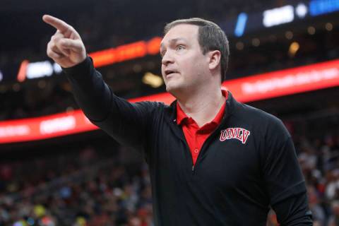 This Nov. 20, 2021, file photo shows UNLV Rebels head coach Kevin Kruger in Las Vegas. (Chitos ...