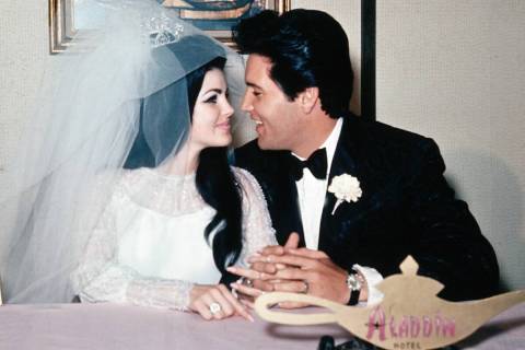 Elvis Presley and his bride, the former Priscilla Beaulieu, are shown at the Aladdin Hotel in L ...