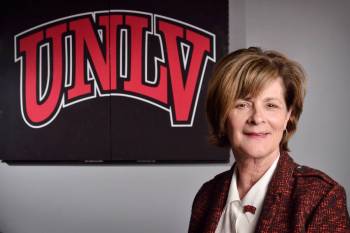 UNLV athletic director Tina Kunzer-Murphy is shown in her office at the Thomas and Mack Center ...