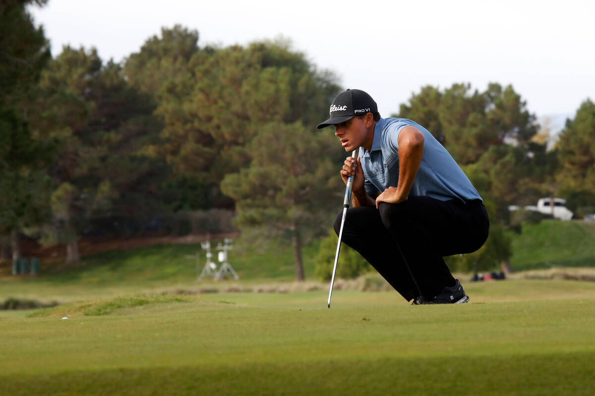 Joseph Bramlett of las Vegas lines up a putt on the 10th green during the first round of the Sh ...