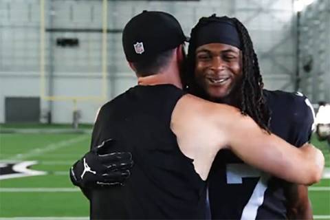 Longtime friends Derek Carr and Davonate Adams have once again reunited on the football field a ...
