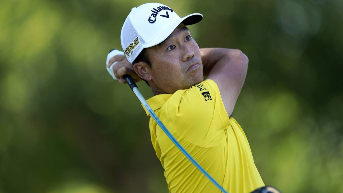 Kevin Na hits watches his tee shot off the third hole during the second round of the Charles Sc ...