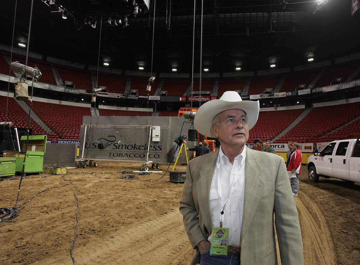 Sports---Shawn Davis, NFR General Manager for the last 20 years in Las Vegas walks the arena at ...