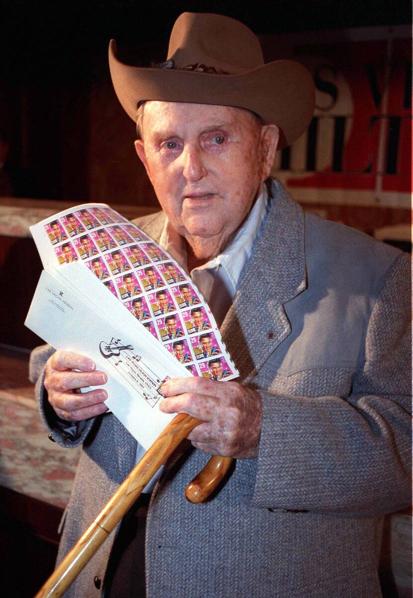 Colonel Tom Parker was the first to receive Elvis stamps during the first day they went on sale ...
