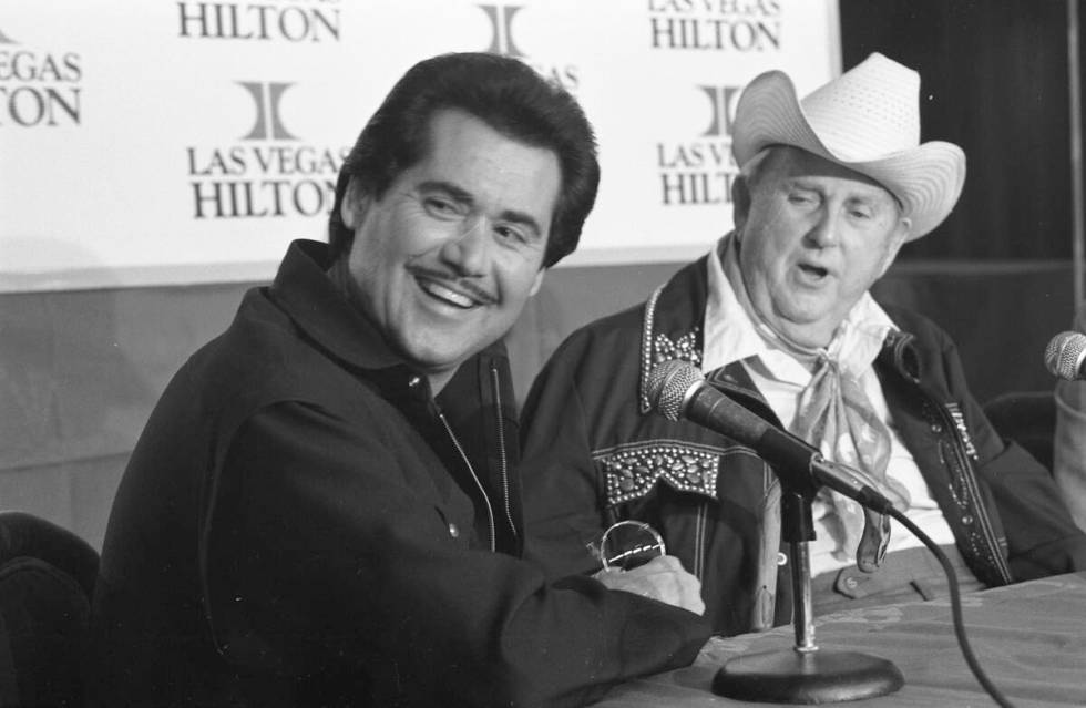 Wayne Newton and Colonel Tom Parker held a press conference on the opening day of tours of Pres ...