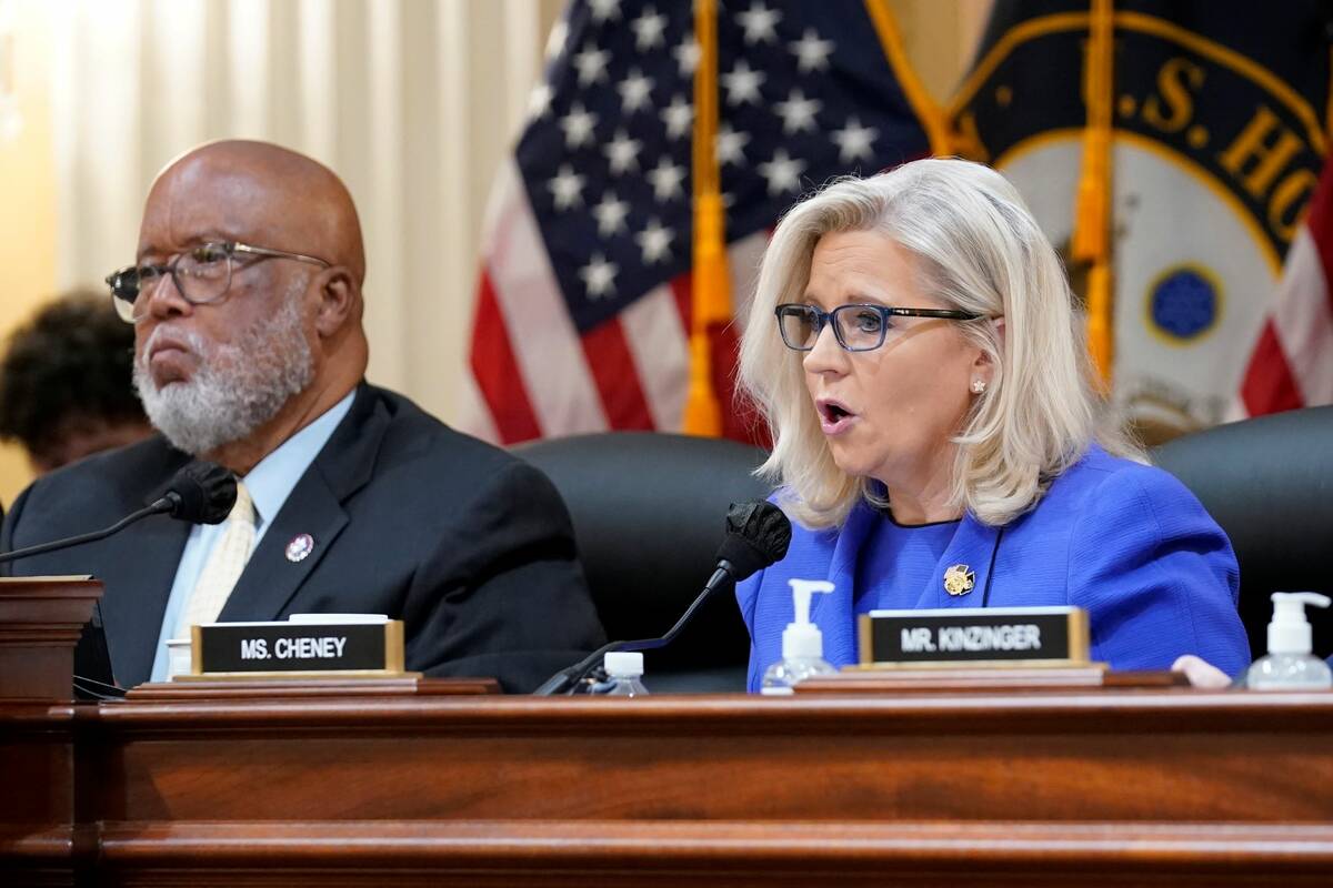 Vice Chair Liz Cheney, R-Wyo., gives her opening remarks as Committee Chairman Rep. Bennie Thom ...