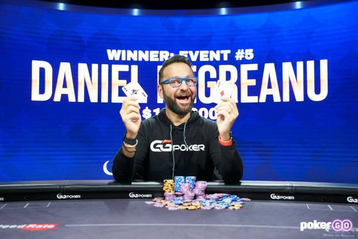 Daniel Negreanu after winning Event 5 of the Poker Masters on Sunday, Sept. 12, 2021, at the Po ...