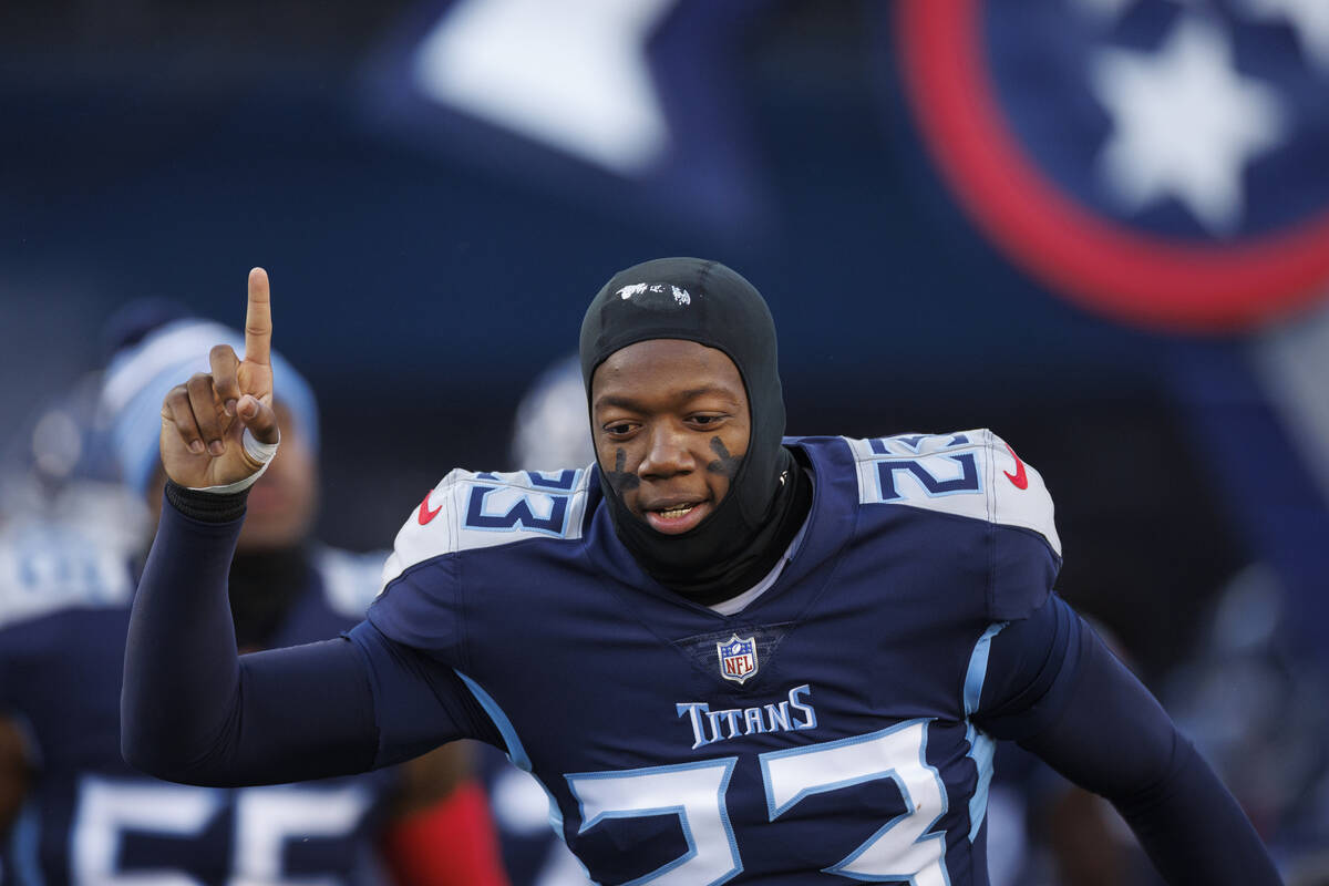 Tennessee Titans cornerback Chris Jones (23 ) runs onto the field before an NFL divisional play ...