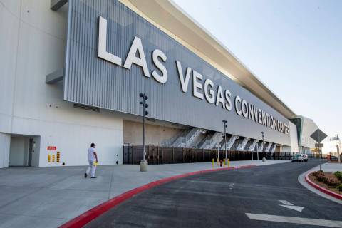 Signage on the side of the building outside the new Las Vegas Convention Center West Hall on Tu ...