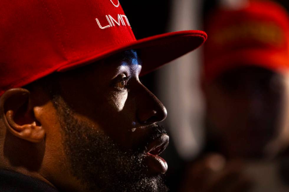 Floyd Mayweather talks with reporters after announcing an exhibition boxing match, that he is s ...