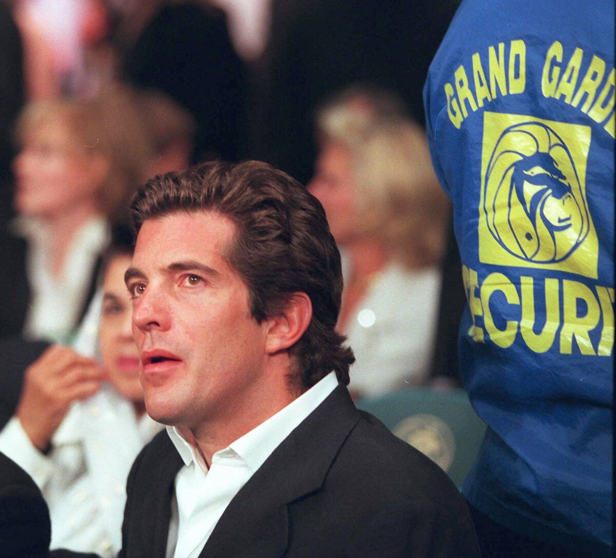 John F. Kennedy Jr. at the Tyson-Holyfield fight June 28,1997 at the MGM Grand in Las Vegas. (J ...