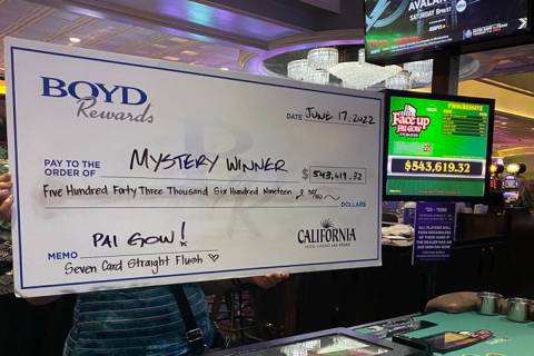 A local player won a progressive jackpot of more than $543,000 Friday, June 17, 2022, at the Ca ...