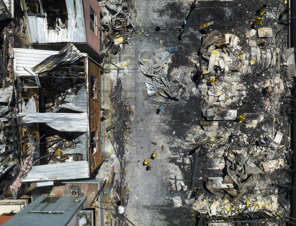 Members of the Bureau of Alcohol, Tobacco, Firearms and Explosives, Las Vegas Fire Department a ...