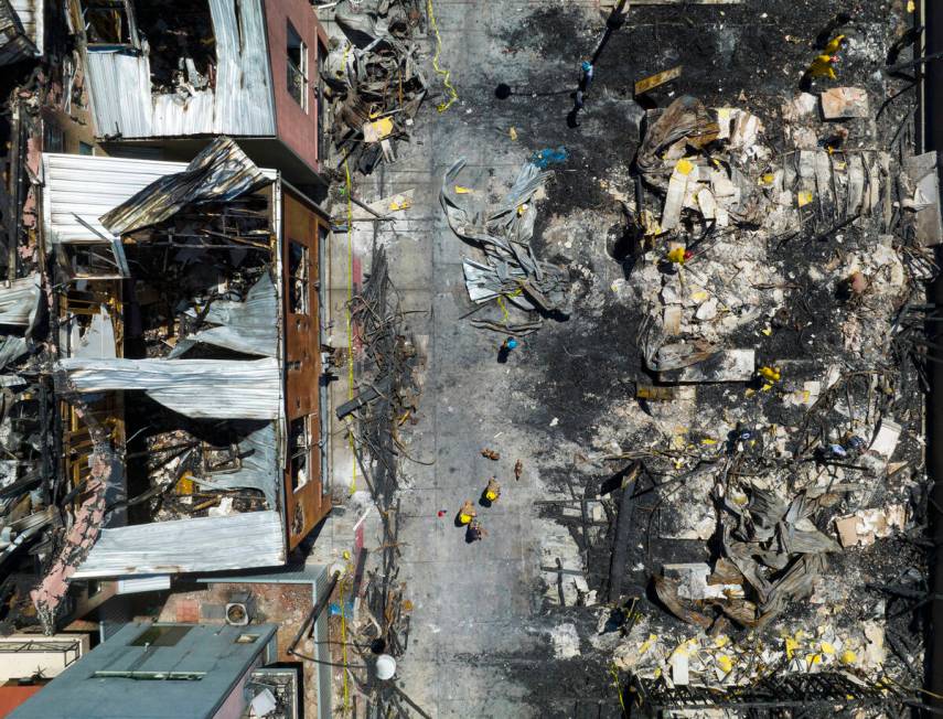 Members of the Bureau of Alcohol, Tobacco, Firearms and Explosives, Las Vegas Fire Department a ...