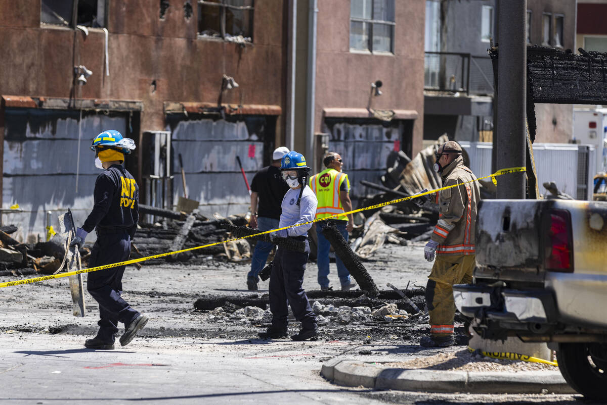 Members of the Bureau of Alcohol, Tobacco, Firearms and Explosives, Las Vegas Fire Department a ...