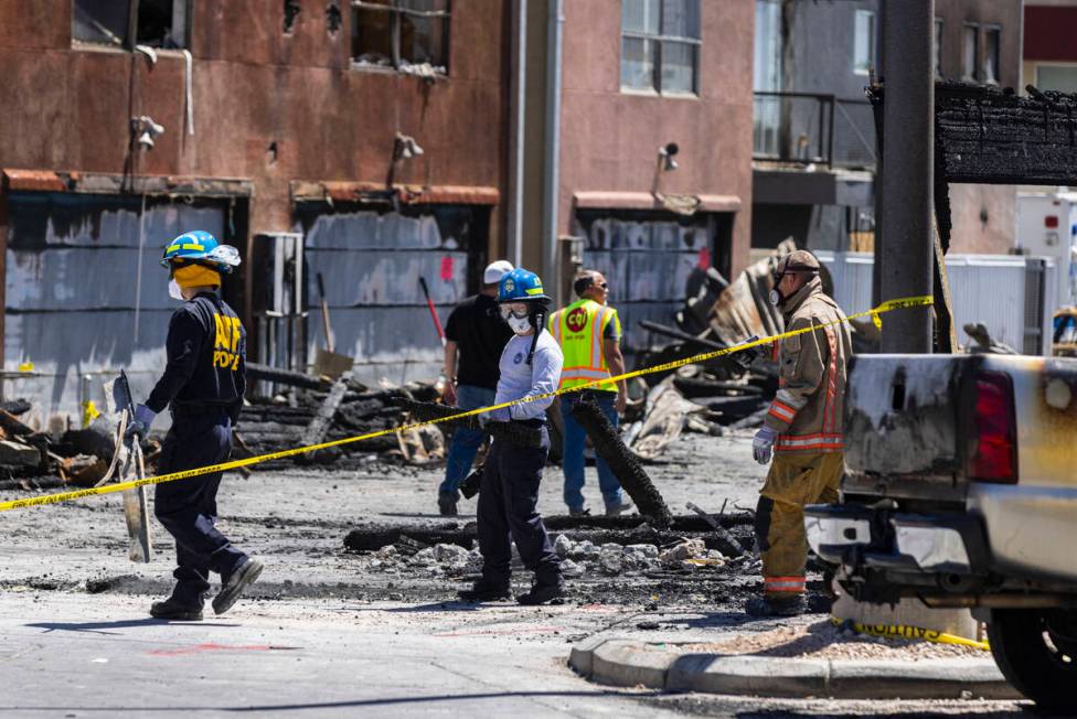 Members of the Bureau of Alcohol, Tobacco, Firearms and Explosives, Las Vegas Fire Department a ...