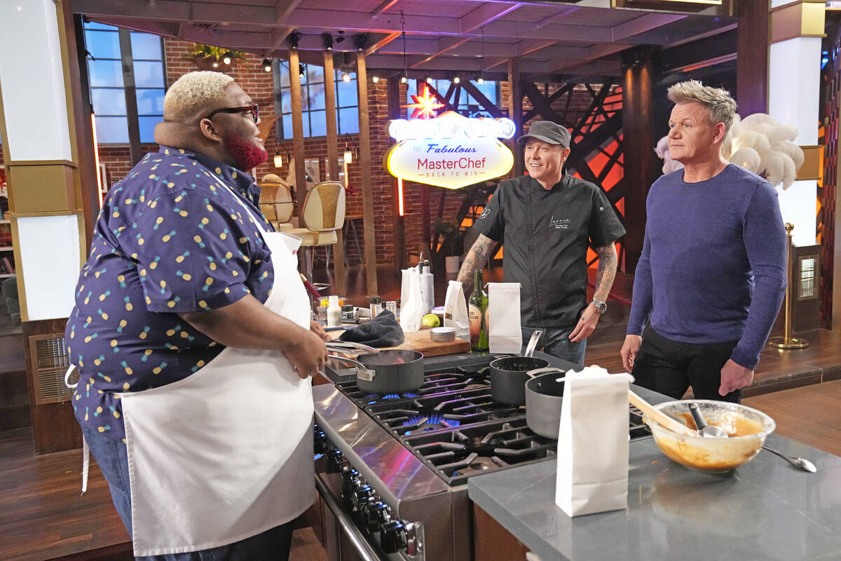 MasterChef contestant, Willie, guest star Shaun O’Neale and Gordon Ramsay in the “Winners M ...