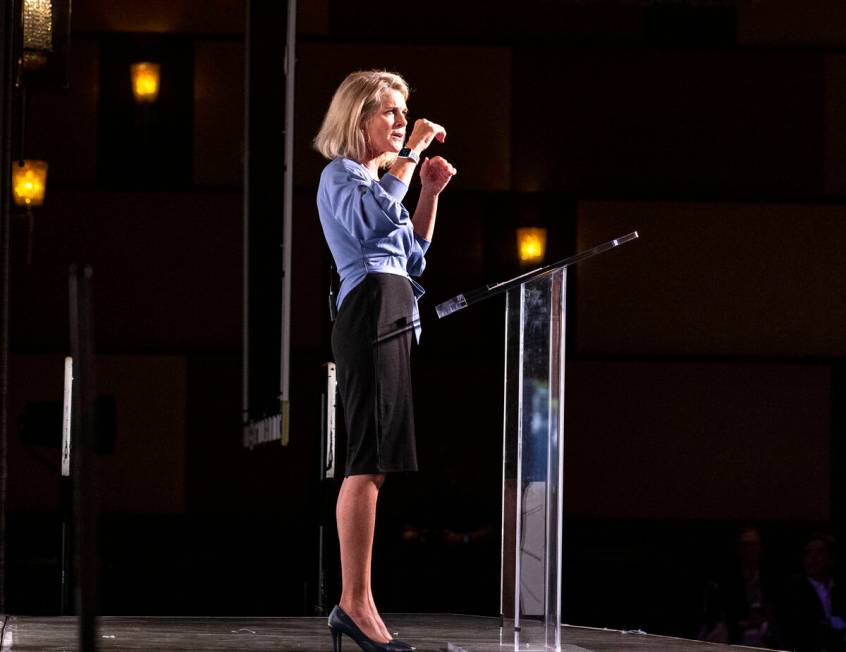 Tina Quigley, president and CEO of the Las Vegas Global Economic Alliance, speaks during the 42 ...