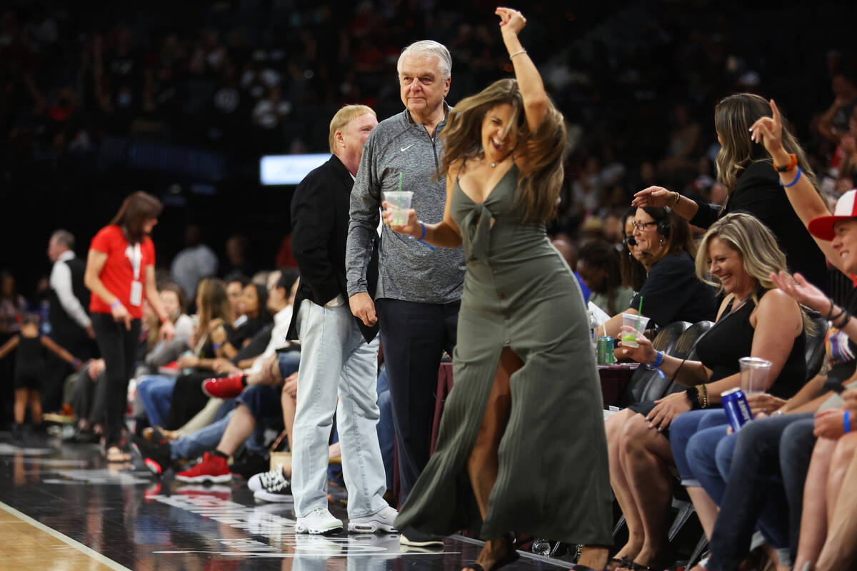 Gov. Steve Sisolak attends a WNBA basketball game between the Las Vegas Aces and the Washington ...