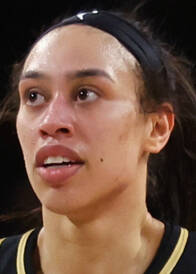 Las Vegas Aces forward Dearica Hamby (5) reacts after getting called for a fouled agains the Wa ...