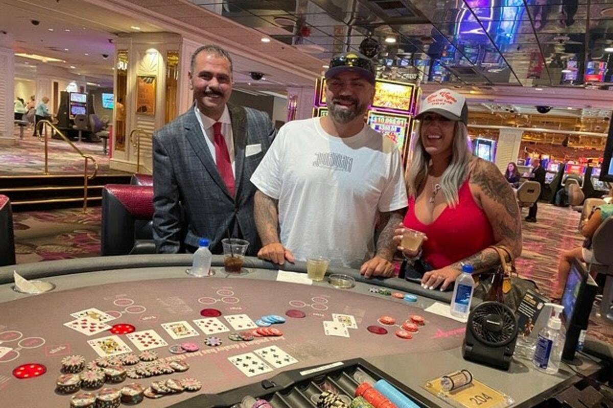 Michael Intravia and his girlfriend, Nicole Scott, at Flamingo Las Vegas Hotel & Casino. (Flami ...