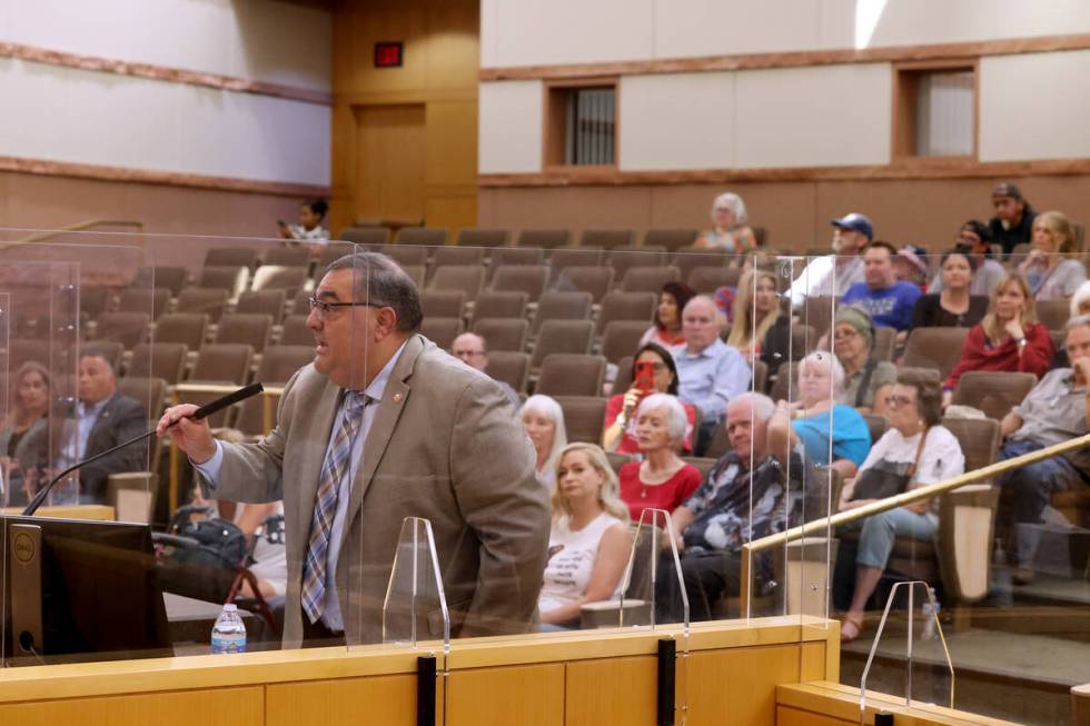 Clark County Registrar of Voters Joe Gloria speaks during a Clark County Commission meeting in ...