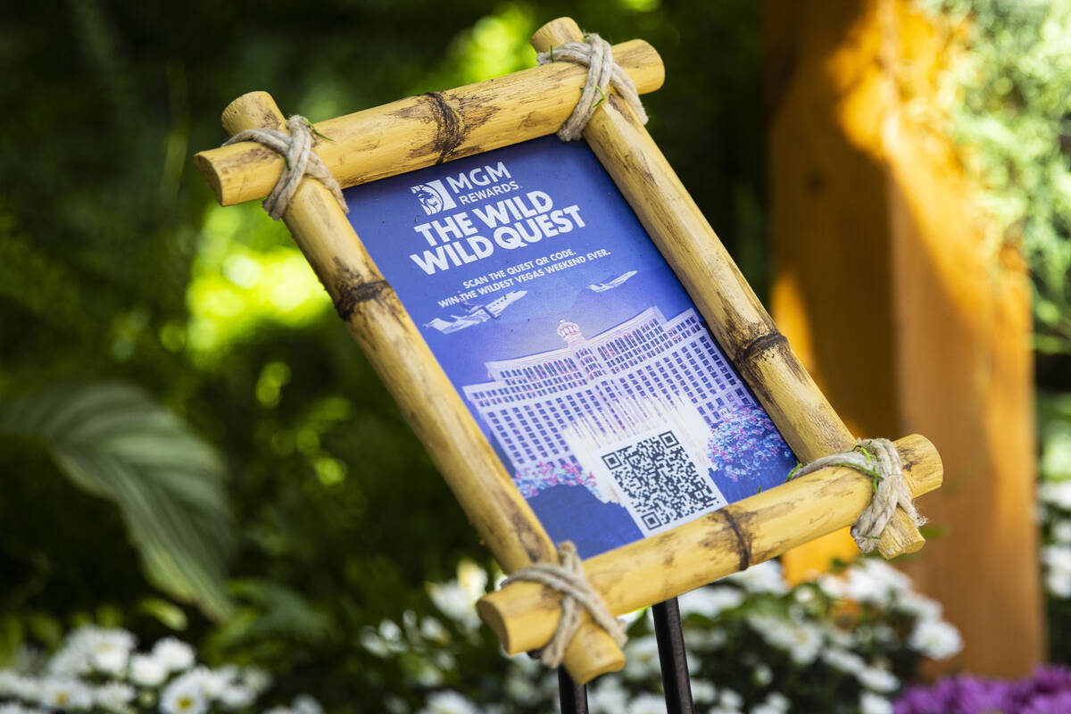 A QR code is displayed at the Bellagio Conservatory as part of the a loyalty program from MGM R ...