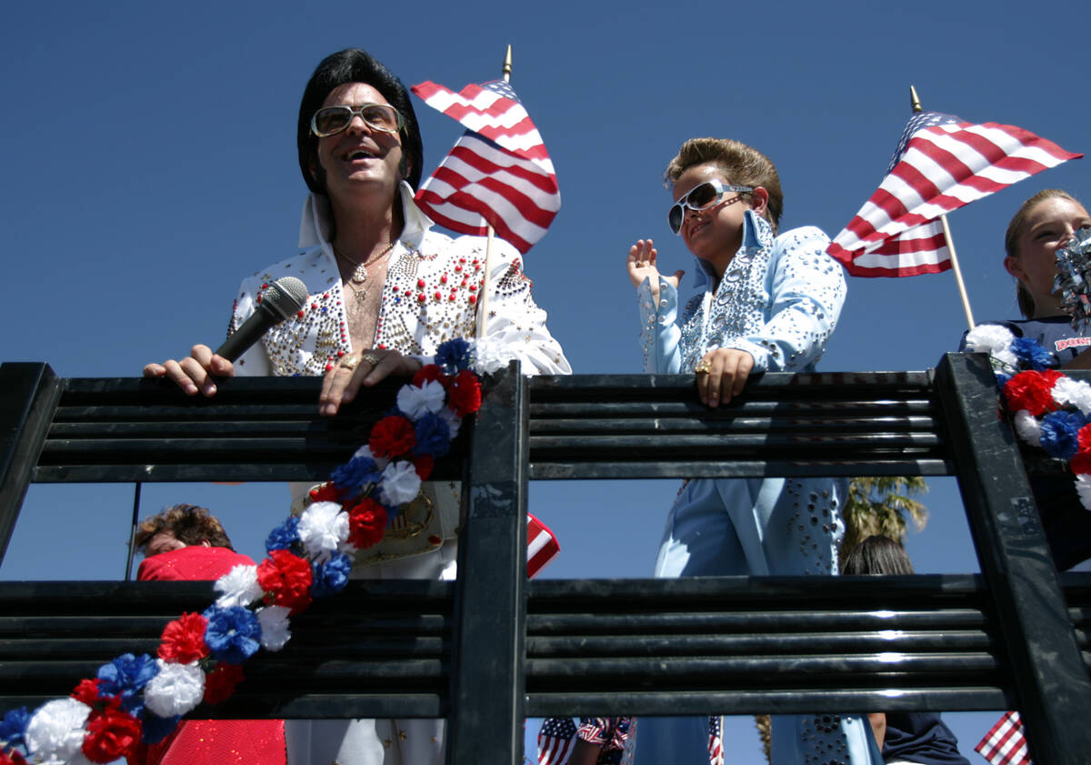 In this July 4, 2007, file photo, Elvis impersonators Don Rose, left, and his seven-year-old so ...