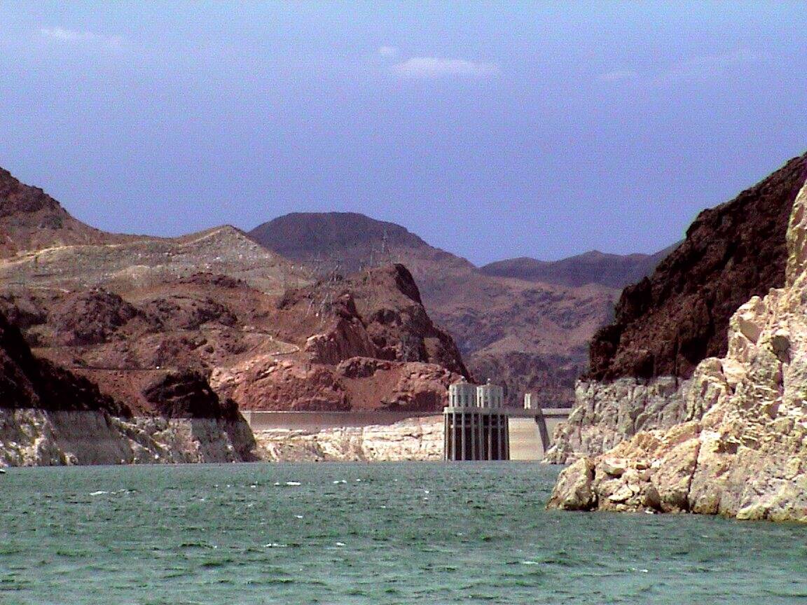 Hoover Dam intake towers on Lake Mead are shown Friday, July 25, 2003. (Mike Johnson/Las Vegas ...