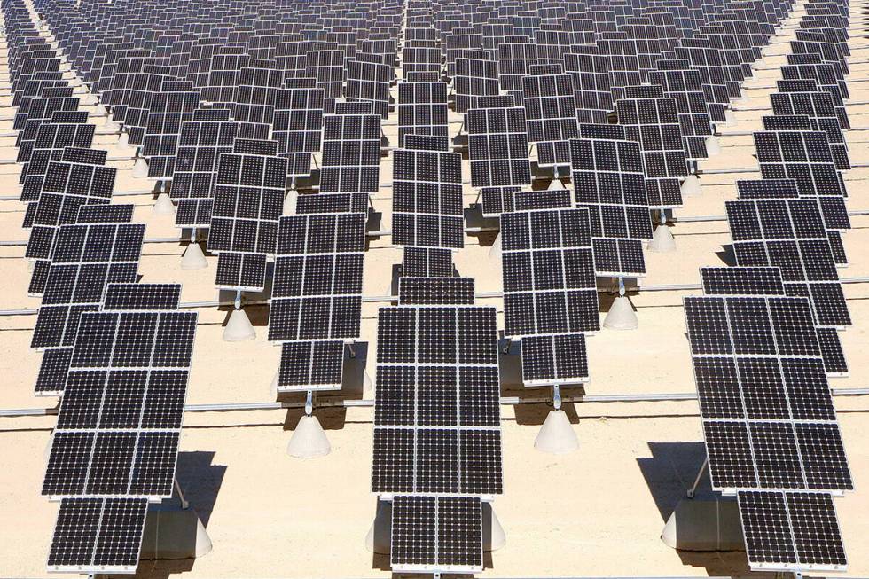 The largest solar photovoltaic power system ever built at the time in the U.S at Nellis Air For ...