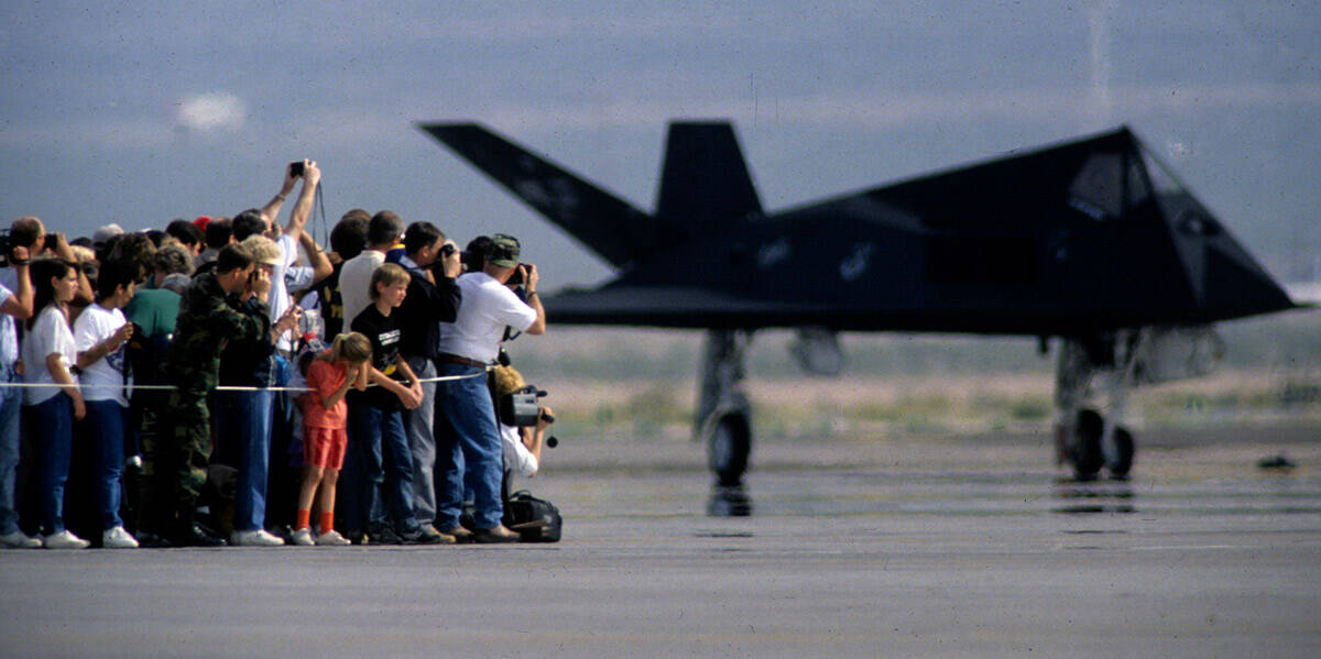 An estimate crowd of 100,000 attended the unveiling of the F-117A Stealth fighter at Nellis Air ...
