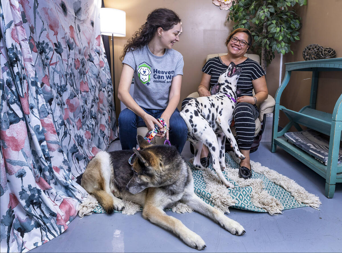 Francesca Fulciniti, left, with Champ and Kiley Esprecion with Spud at the Heaven Can Wait Anim ...