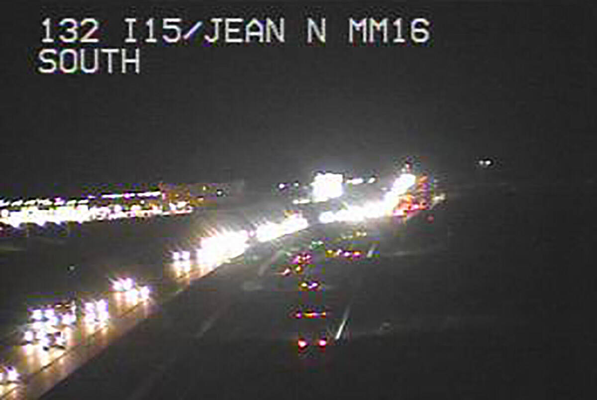 Las Vegas-bound traffic on Interstate 15 near Jean on Friday, July 1, 2022. (RTC Fast camera)