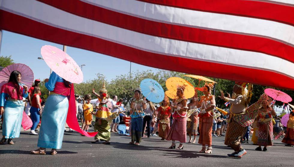 Thai heritage group members attend the 28th annual Summerlin Council Patriotic Parade, Monday, ...