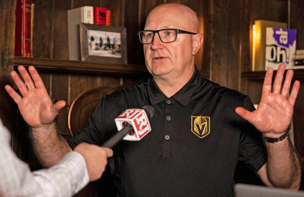 Golden Knights assistant director of player personnel Bob Lowes is shown Wednesday, Oct. 7, 202 ...