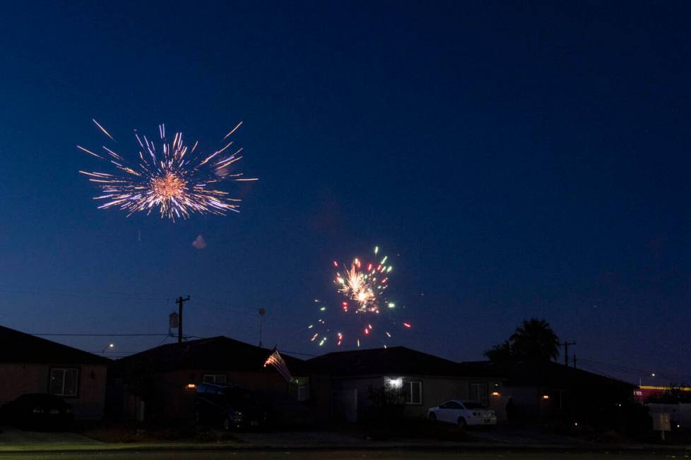 Fireworks go off over North Las Vegas on Monday, July 4, 2022. (Steel Brooks/Las Vegas Review-J ...