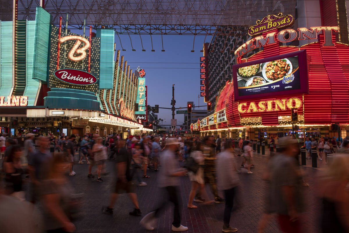 Police say one person died during a shooting on June 19, 2022, at the Fremont Street Experience ...