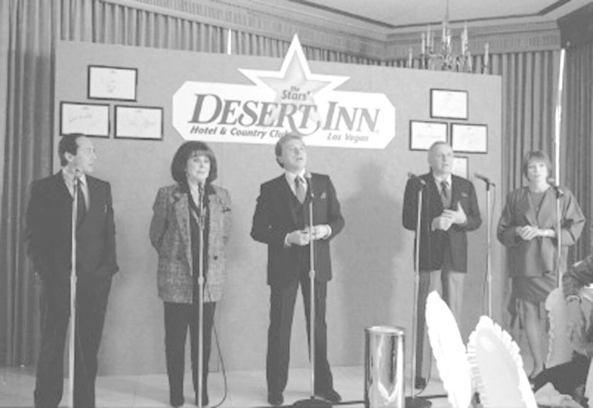 A press conference is conducted January 14, 1992, at Desert Inn with Frank Sinatra, Steve Lawre ...