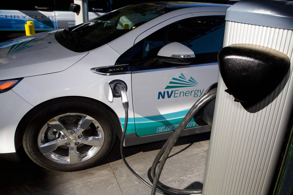 A Chevy Volt is shown at the NV Energy building located at 6226 West Sahara Avenue, Las Vegas, ...