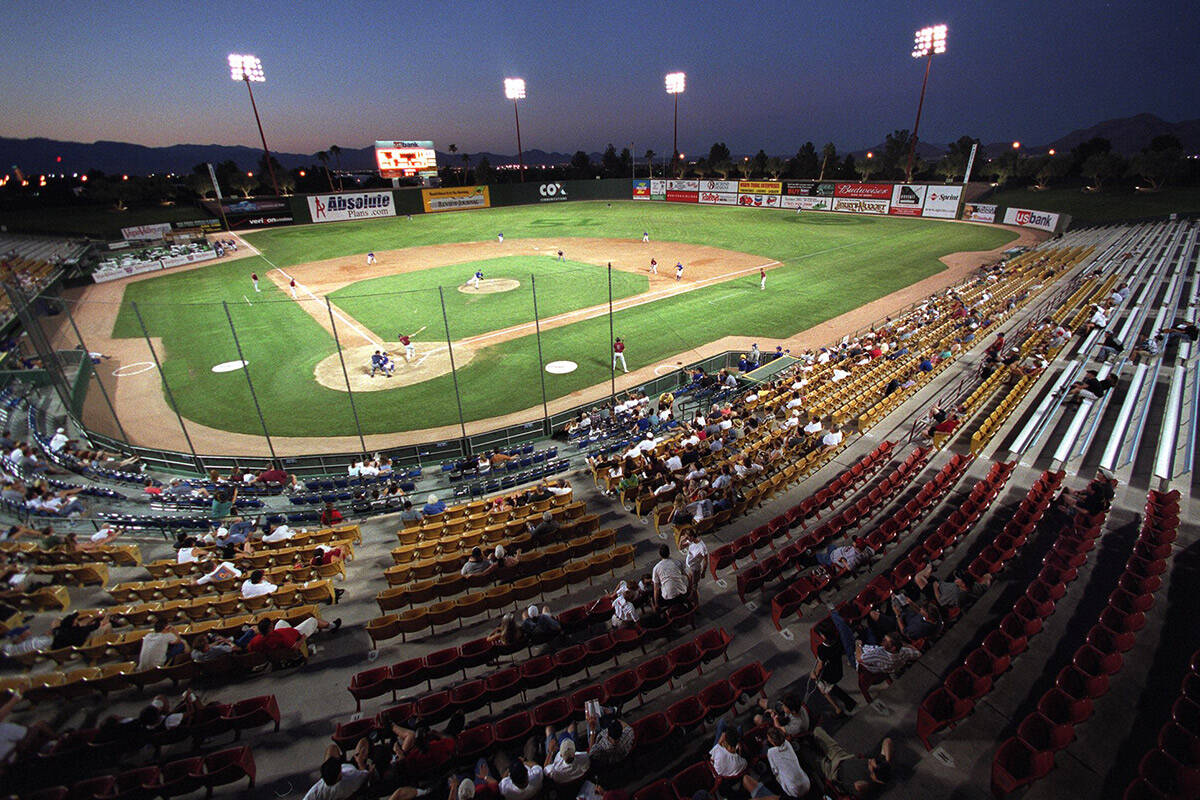 A sparse crowd watches the Las Vegas 51s take on the Sacramento Rivercats at Cashman Field on T ...