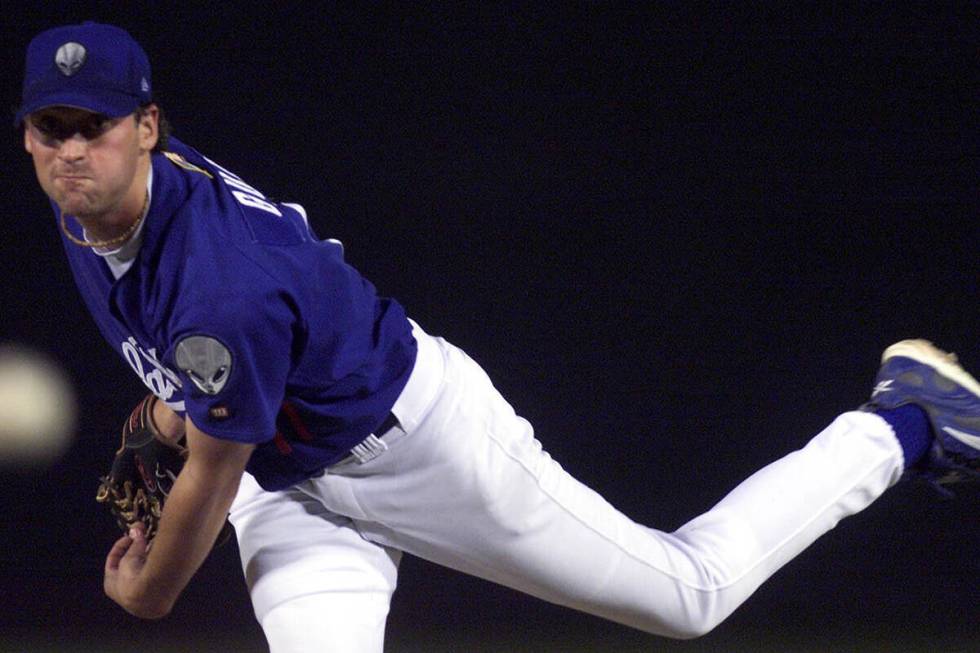 Las Vegas 51s starting pitcher Lindsay Gulin throws in the fourth inning against Edmonton in ga ...