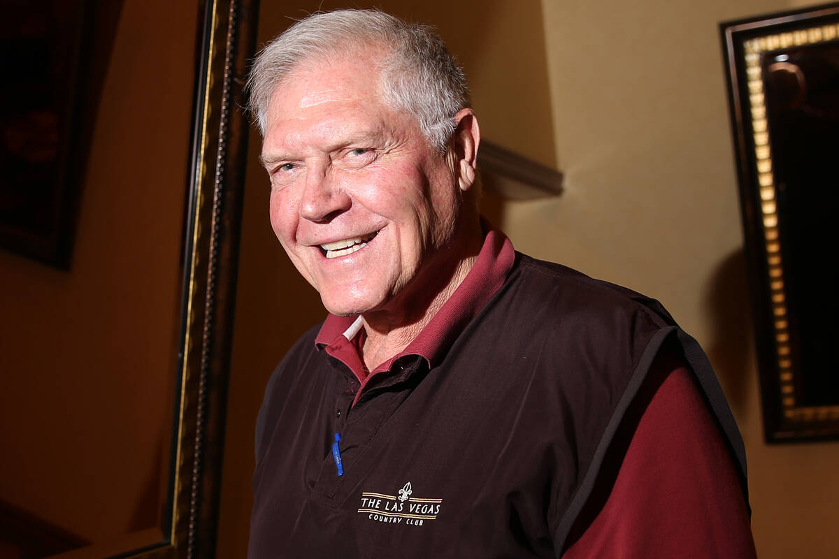 Former All-Pro football player George Kunz of Las Vegas poses at the South Point hotel-casino i ...