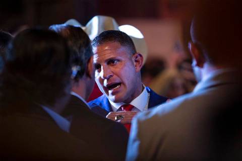 Nevada candidate for governor Joey Gilbert works the crowd during a rally for Nevada Republican ...