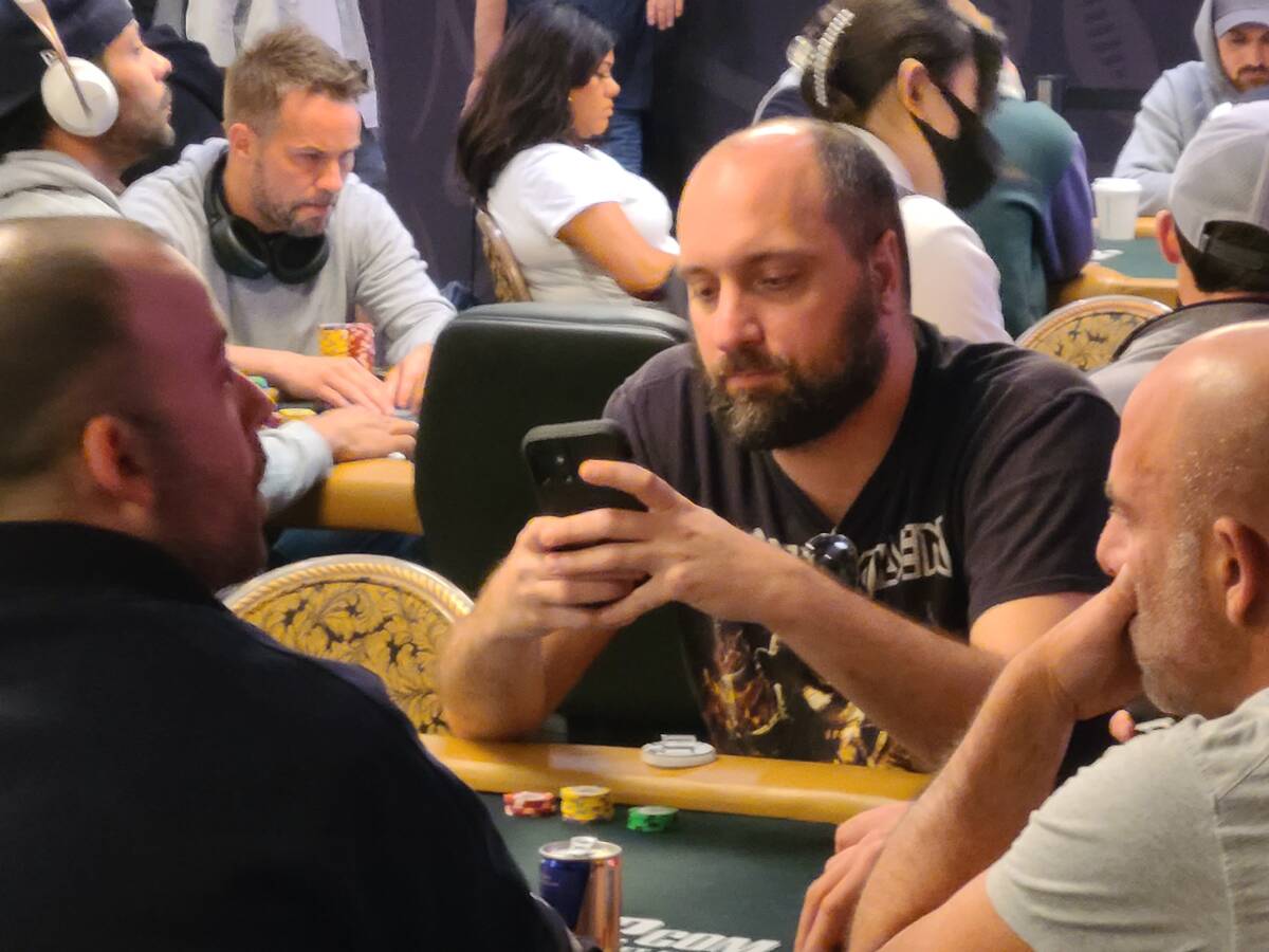 Luke Vrabel plays in the World Series of Poker's $10,000 buy-in Main Event No-limit Hold'em Wor ...