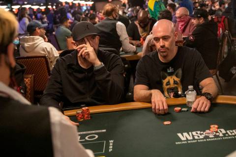 Joe Marincola, right, is shown at the World Series of Poker Main Event at the Rio Convention Ce ...