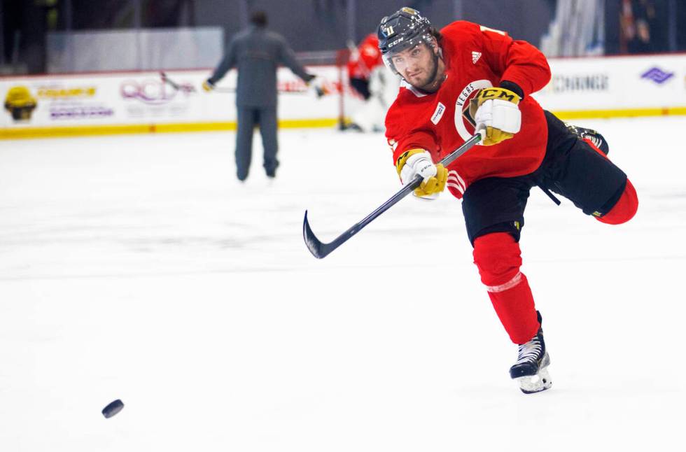 Golden Knights Ivan Morozov (11) takes part in development camp at City National Arena on Monda ...